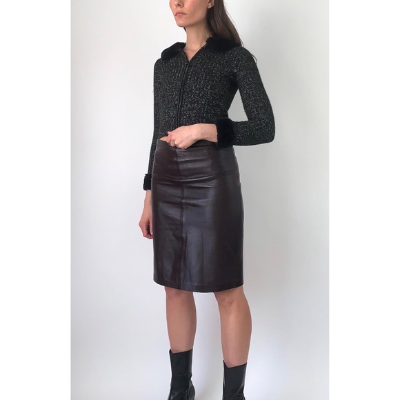 Y2K SPARKLY SWEATER W/FAUX FUR TRIM - Picture 2 of 5